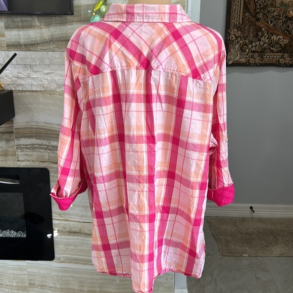 Croft & Barrow Pink With Orange Plaid Shirt. Size 3X (118) - Picture 6 of 14